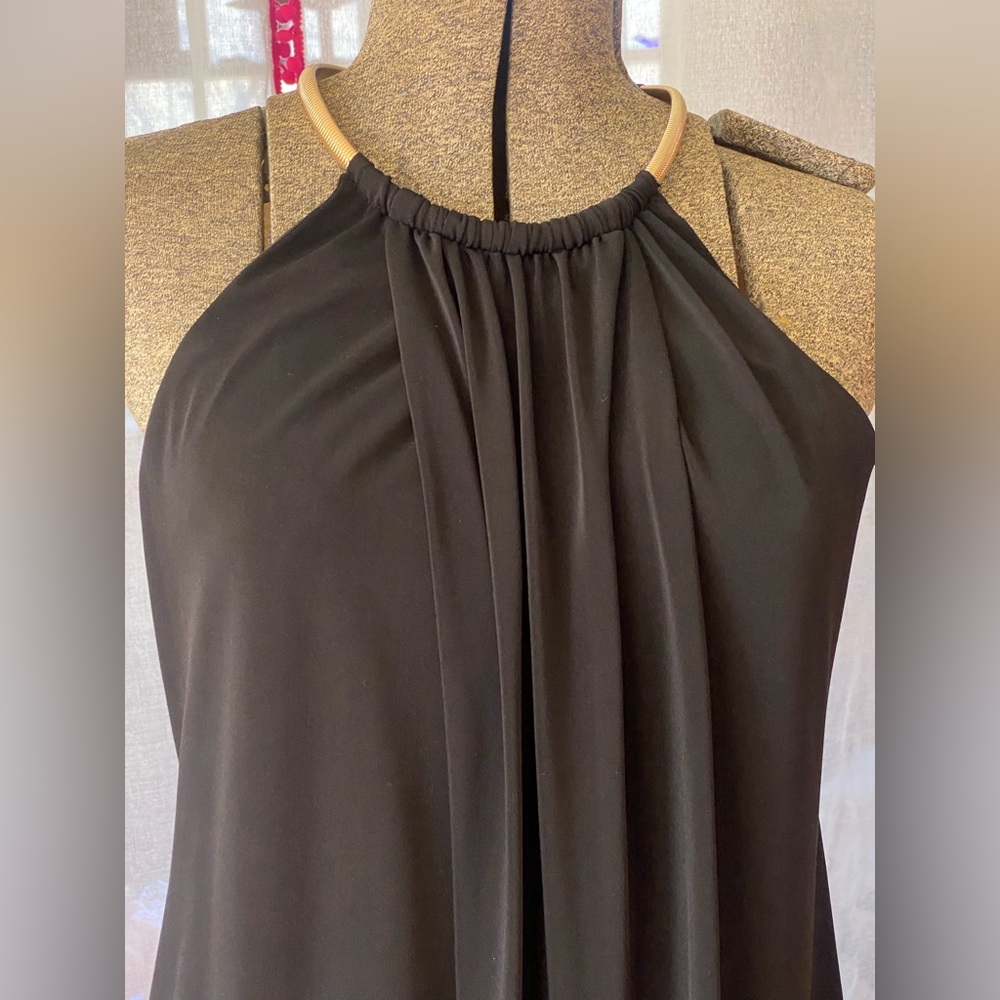 Kensie Black Drapey Halter Dress with Gold Snake Coil Accent Size 8 Little Black